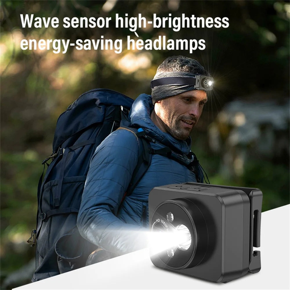 D8 Outdoor Portable HD Head Mounted Camera Sports 1080P Video Recording LED Headlight with 32GB Card - 3