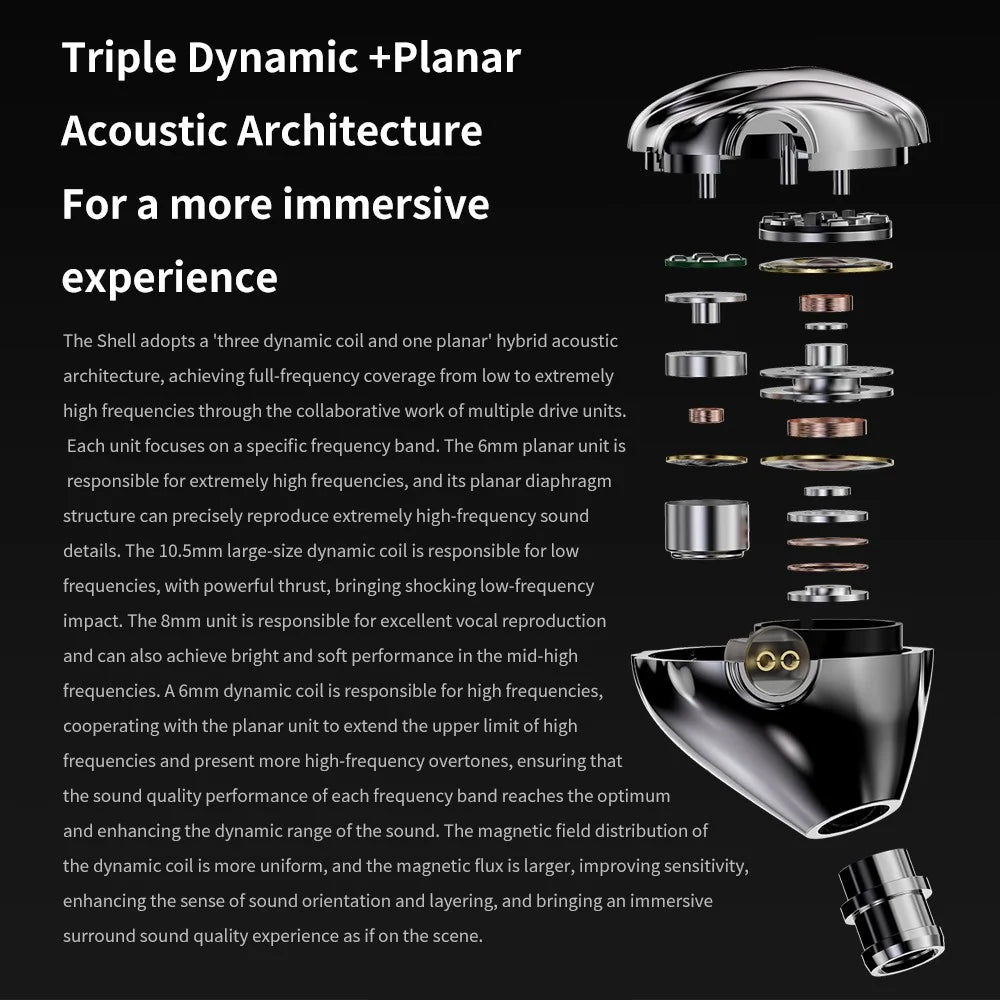 TRN Shell Shape In Ear Monitor HiFi Earphones Four Driver Music Headphones with Detachable Cable - with Mic - 4