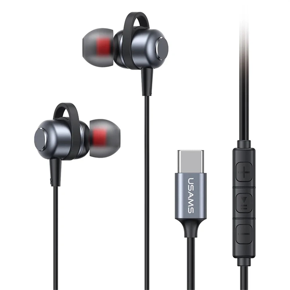 USAMS SJ758 EP-48 In-Ear Wired Earbuds Aluminum Alloy Type-C Earphones with Three-Button Control - 1