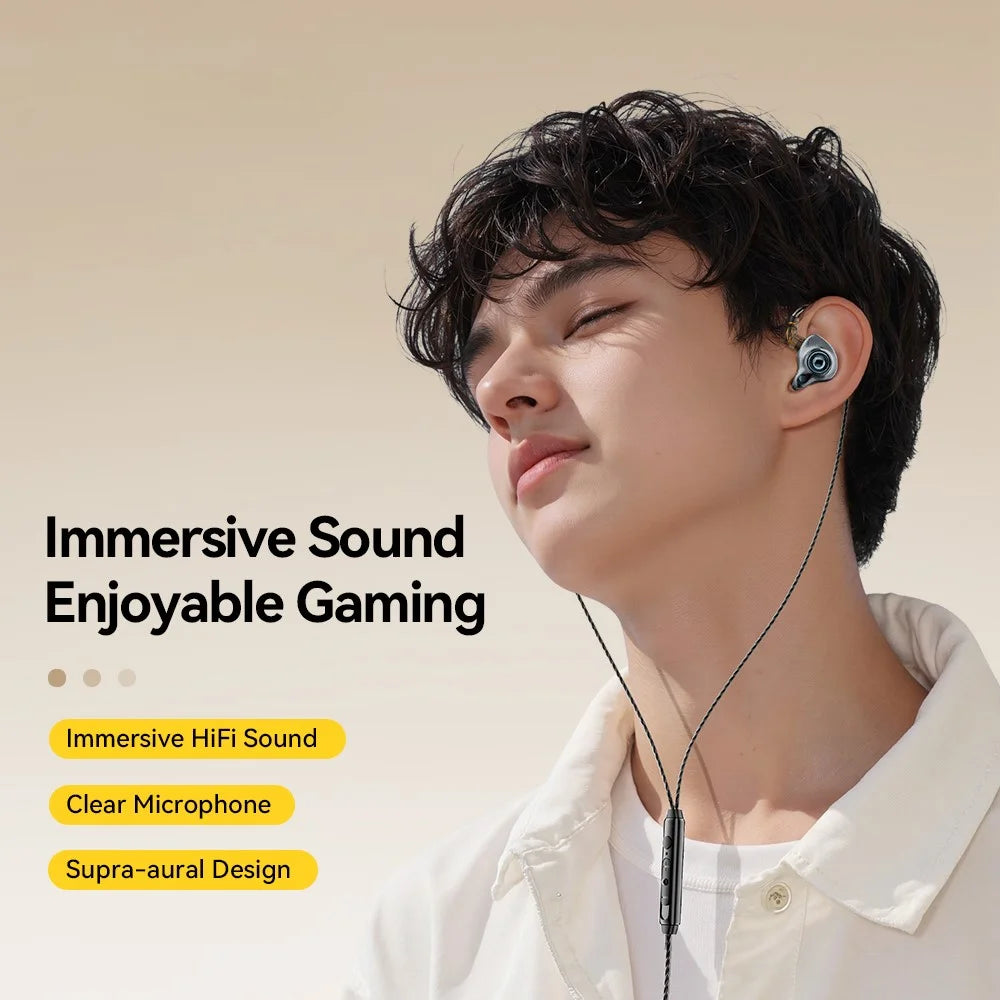 ESSAGER 3.5mm Detachable Wired Earphones In-Ear Gaming Headphones Built-in Microphone, 1.2m - Black - 6