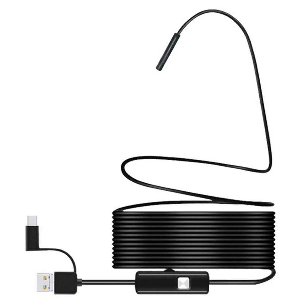 3.5m Flexible Wire Endoscope 7mm Camera Industrial Borescope for Type-C+USB+Micro USB OTG cell Phones - 1