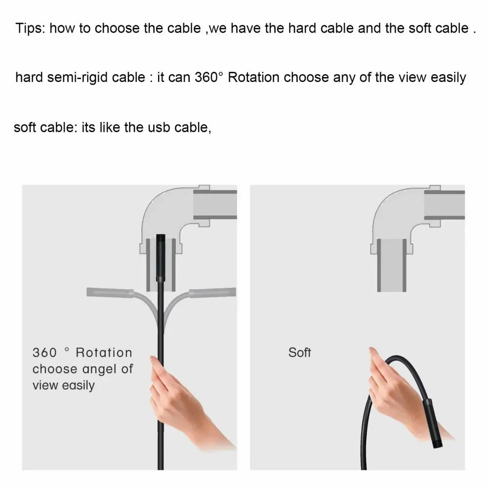 3.5m Hard Wire 3-in-1 Micro USB Endoscope Type-C 7mm Camera USB Cell Phone Endoscope Waterproof Borescope - 2