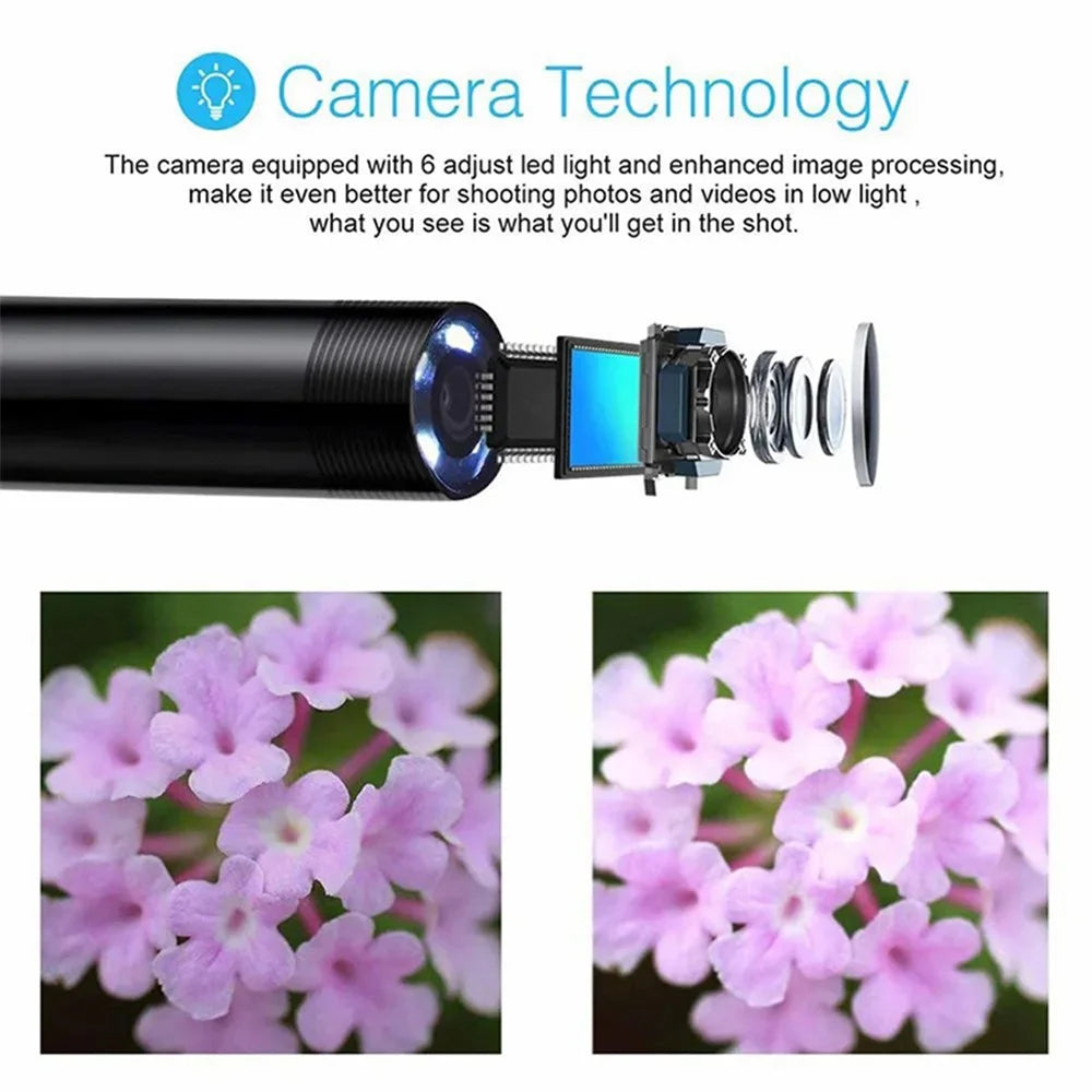 5m Flexible Wire Type-C+USB+Micro USB Endoscope 7mm Camera Industrial Borescope for OTG Phone, Tablet - 6
