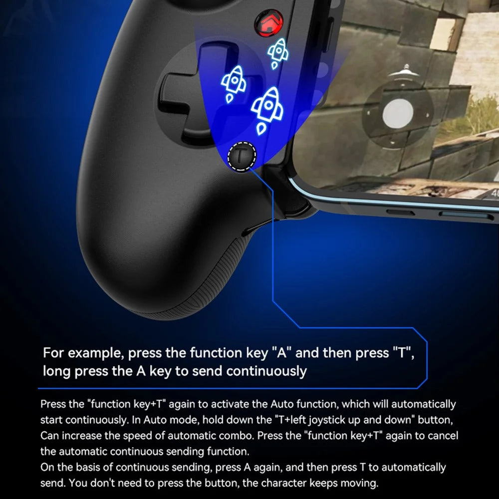 D10S Semiconductor Heat Dissipation Stretching Handle Wireless Game Controller - Black - 6