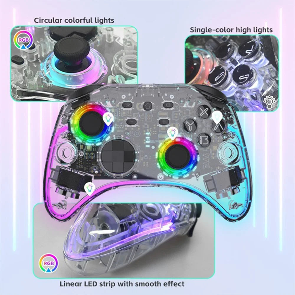 DATA FROG G04 For Nintendo Switch / OLED / PC Wired / Wireless Transparent Game Controller with RGB Ligh - 2