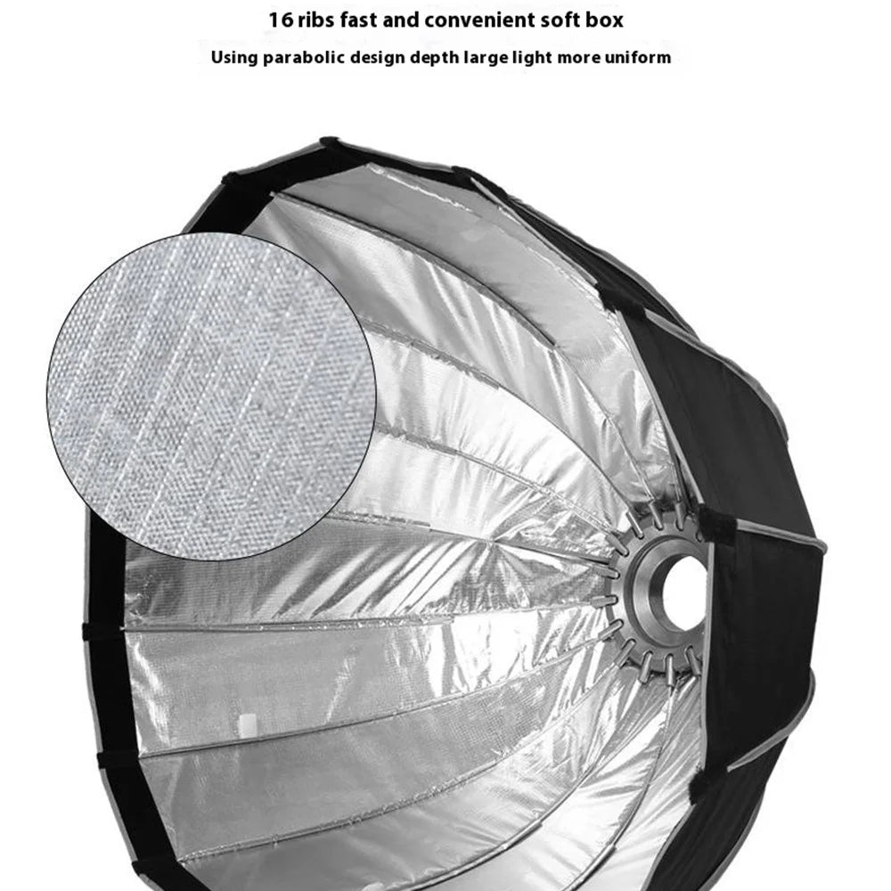 70cm Deep Parabolic Softbox with Grille Quick Release Bowens Mount Photography Umbrella for Studio Lighting - 2