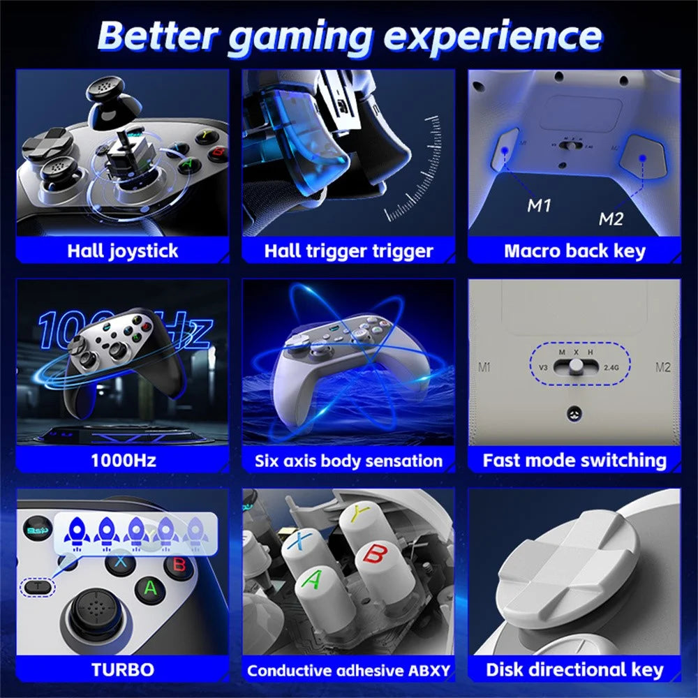 G6S Hall Joystick Trigger Six Axis Body Sensation Bluetooth-compatible Wireless Gamepad for Switch / iOS / Android / PC, with Receiver - Black  /  White - 3