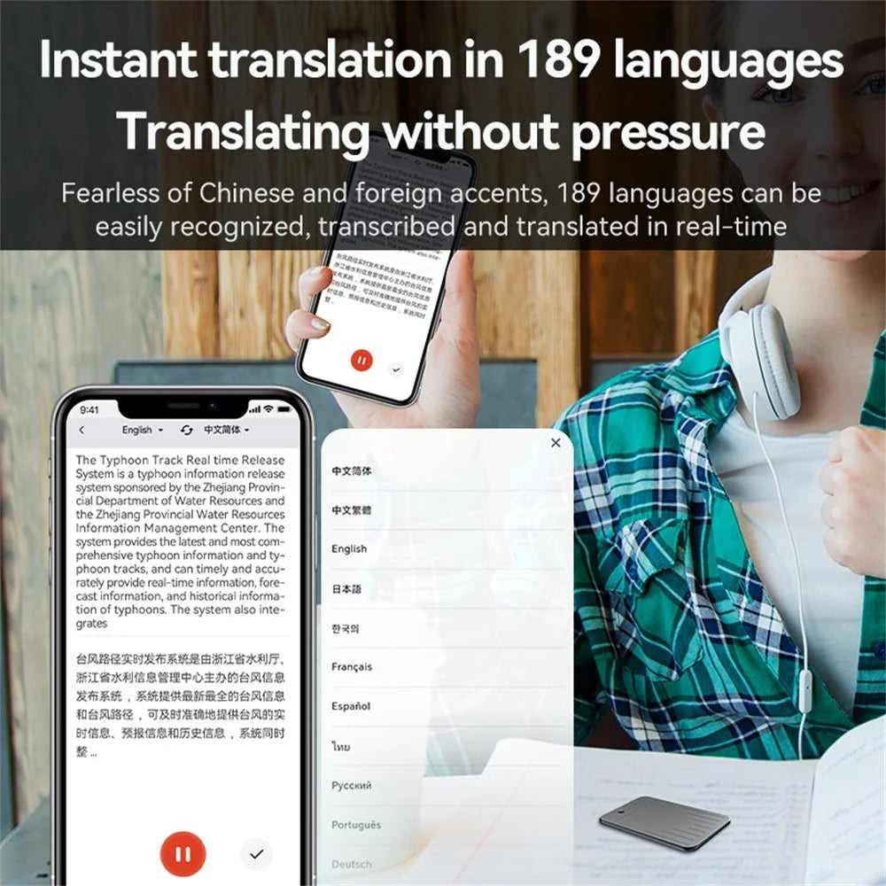 A3 32GB AI Voice Recorder ChatGPT Smart Transcription Real-Time Speech to Text Instant Translation Device, Switch + Reset Key - 6
