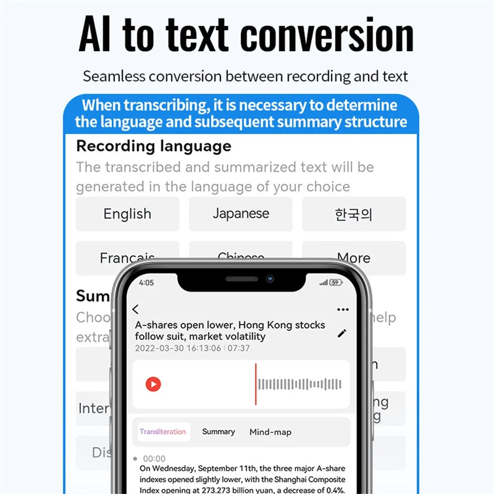 A6 16GB Magnetic Dictaphone App Control AI Voice Recorder ChatGPT Smart Transcription Translator - 5