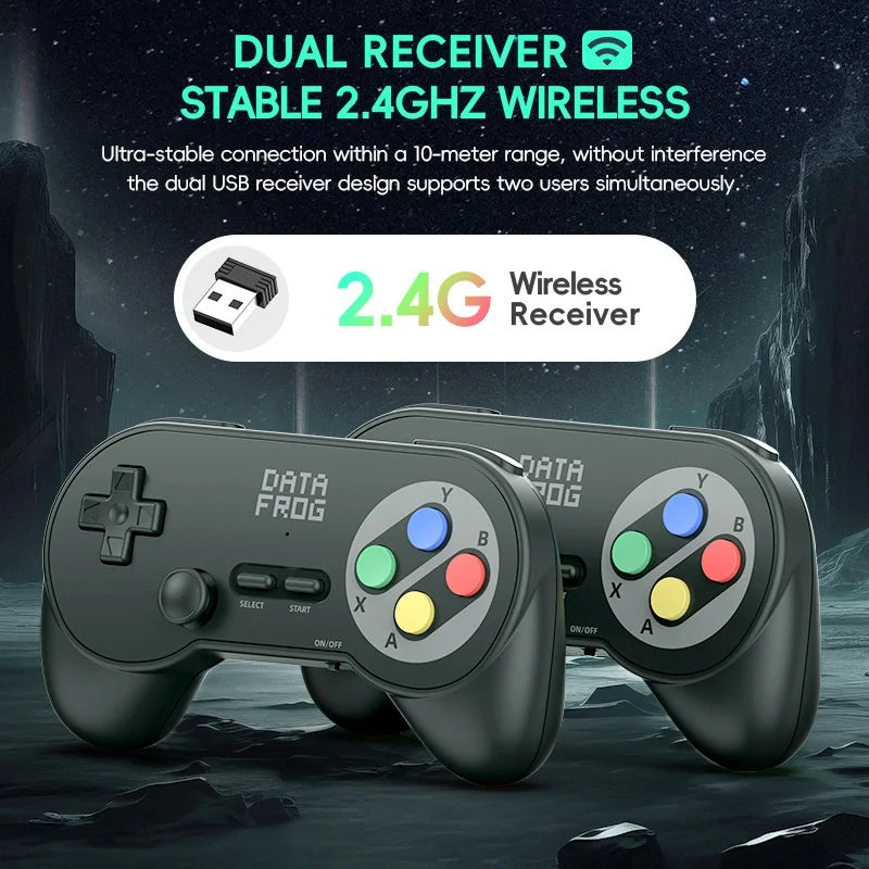 DATA FROG PC07 2Pcs 2.4G Wireless Gaming Controller for PC / Android / Tablet Dual Player Gamepad - Black - 2
