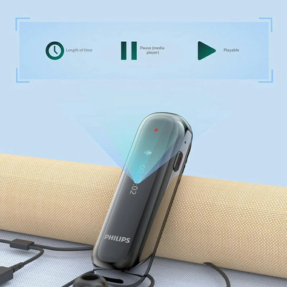 PHILIPS VTR5170 32GB Voice Recorder HD Noise Cancelling Audio Digital Recording Device for Meeting - Black - 6