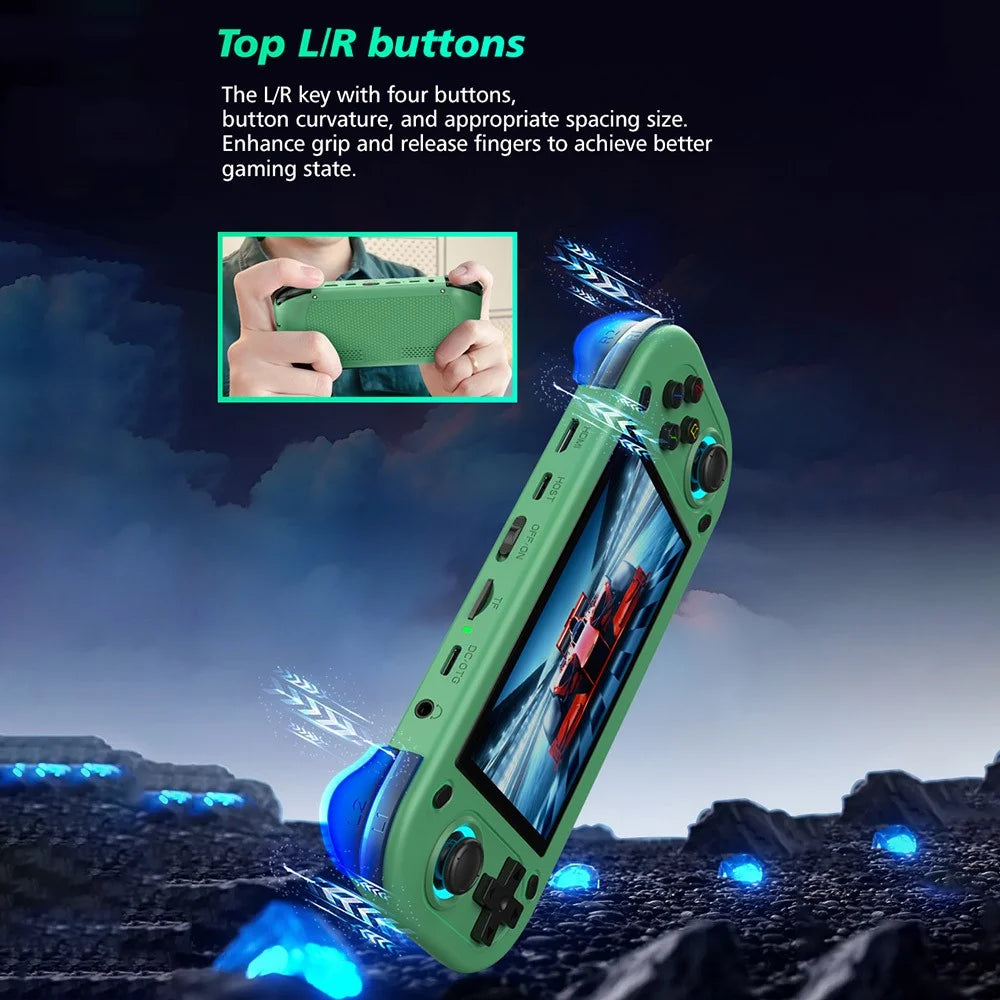 R43S Handheld Game Console 4.3 inch HD IPS Screen Arcade Gaming Device with Joysticks & HD Output - Green - 4