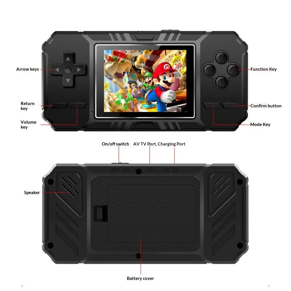 S8 Retro Handheld Video Game Console 500 in 1 Classic Games Portable Mini Gamepad - Black - 2