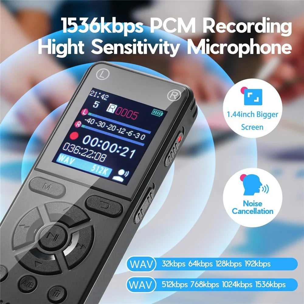 T51 Digital Voice Recorder without Memory Noise Reduction 1.44 Inch TFT Screen MP3 Player - Black - 2
