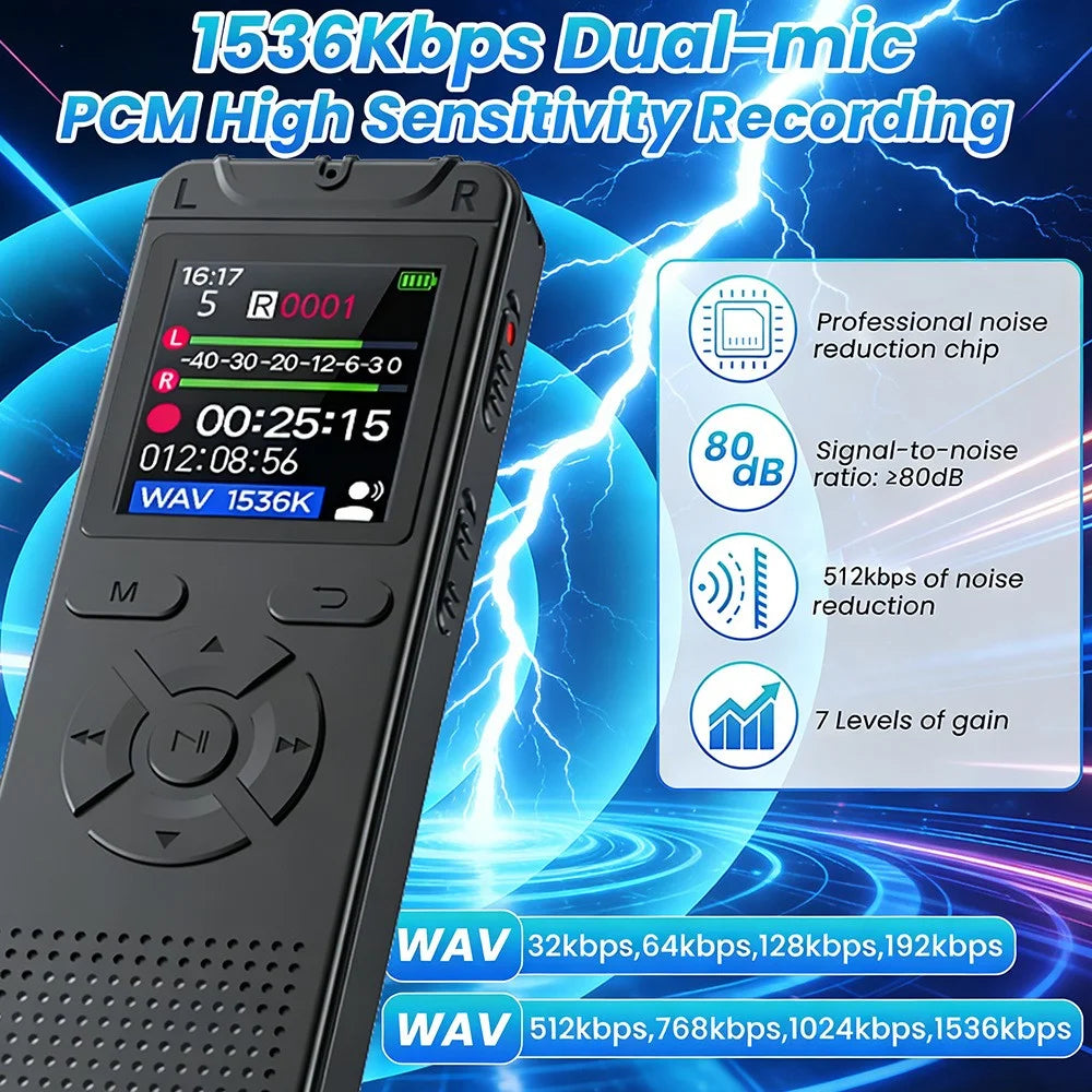 T53 Portable Voice Recorder without Memory Noise Reduction 1.44 Inch TFT Screen MP3 Player - Black - 2