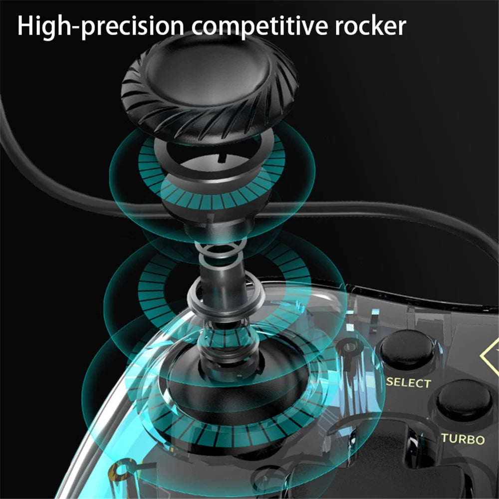AOLION AL-PC2039 For Nintendo Switch Computer Transparent Wired Gamepad RGB Light Game Controller - 4