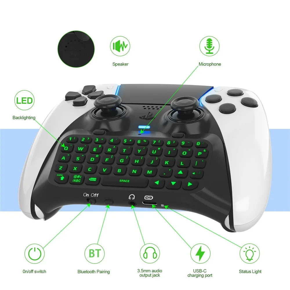 JYS P5172 For Sony PS5 DualSense Edge Controller Wireless Bluetooth-compatible External Keyboard Portable Gamepad Keyboard - Black - 2