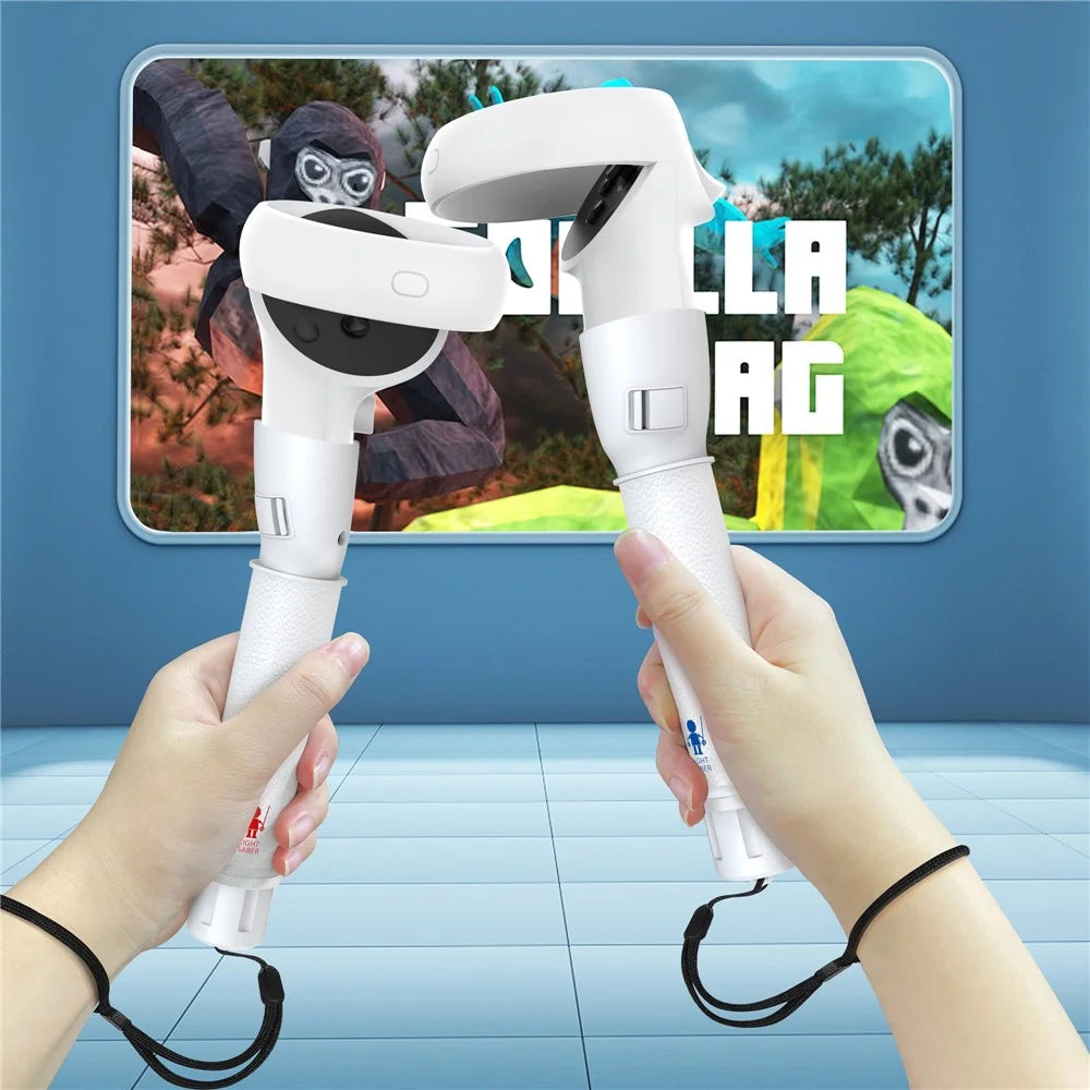 1 Pair For Meta Quest 2 VR Extension Grips VR Game Controllers Handle - White - 3