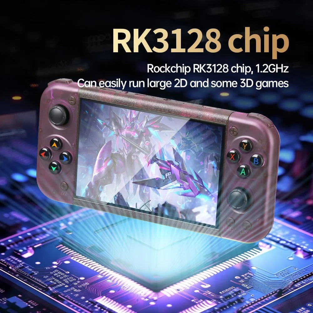 RG50XX 5-inch Screen Handheld Game Console Support Linux System HD TV Output, 15000+ Games - Blue - 5
