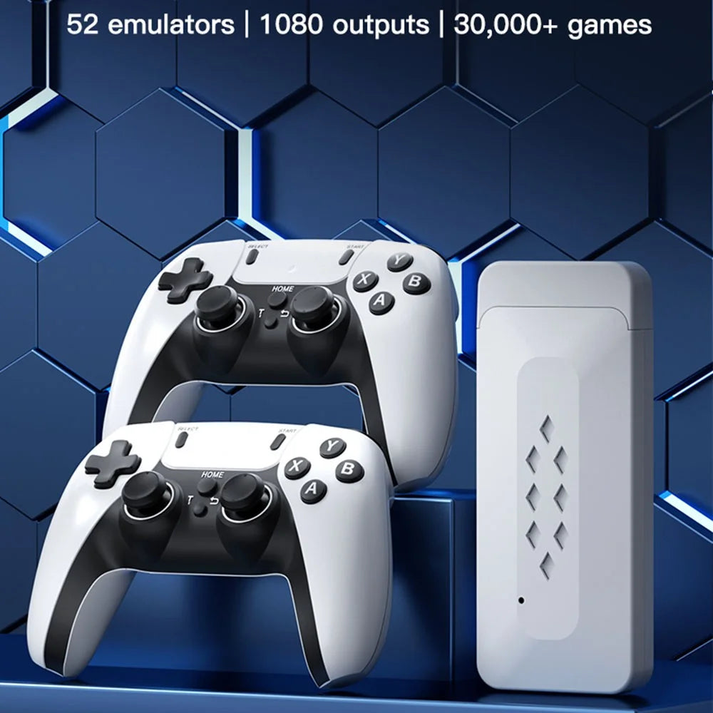 m22 Game Stick 4K, Dual 2.4G Wireless Game Controllers with 64G 30000+ Games for TV - 2