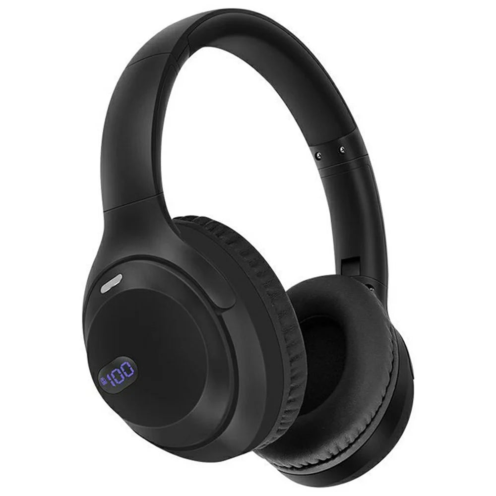 AKZ-15 Bluetooth-compatible 5.3 Over-Ear Headphones HiFi Stereo Foldable Headset with Battery Display - Black - 1