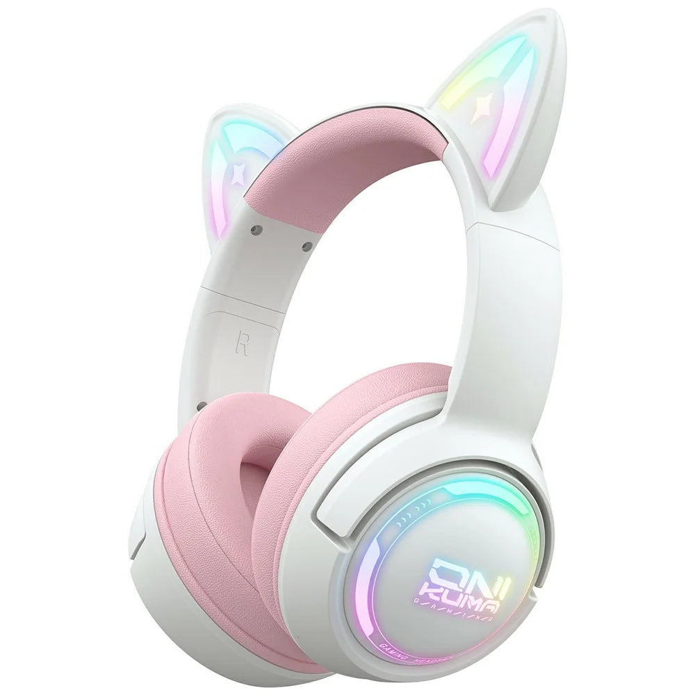 ONIKUMA GT838 Cat Ear Gaming Headset Triple Mode RGB Light Wireless Over-Ear Headphone with Mic - Pink - 1