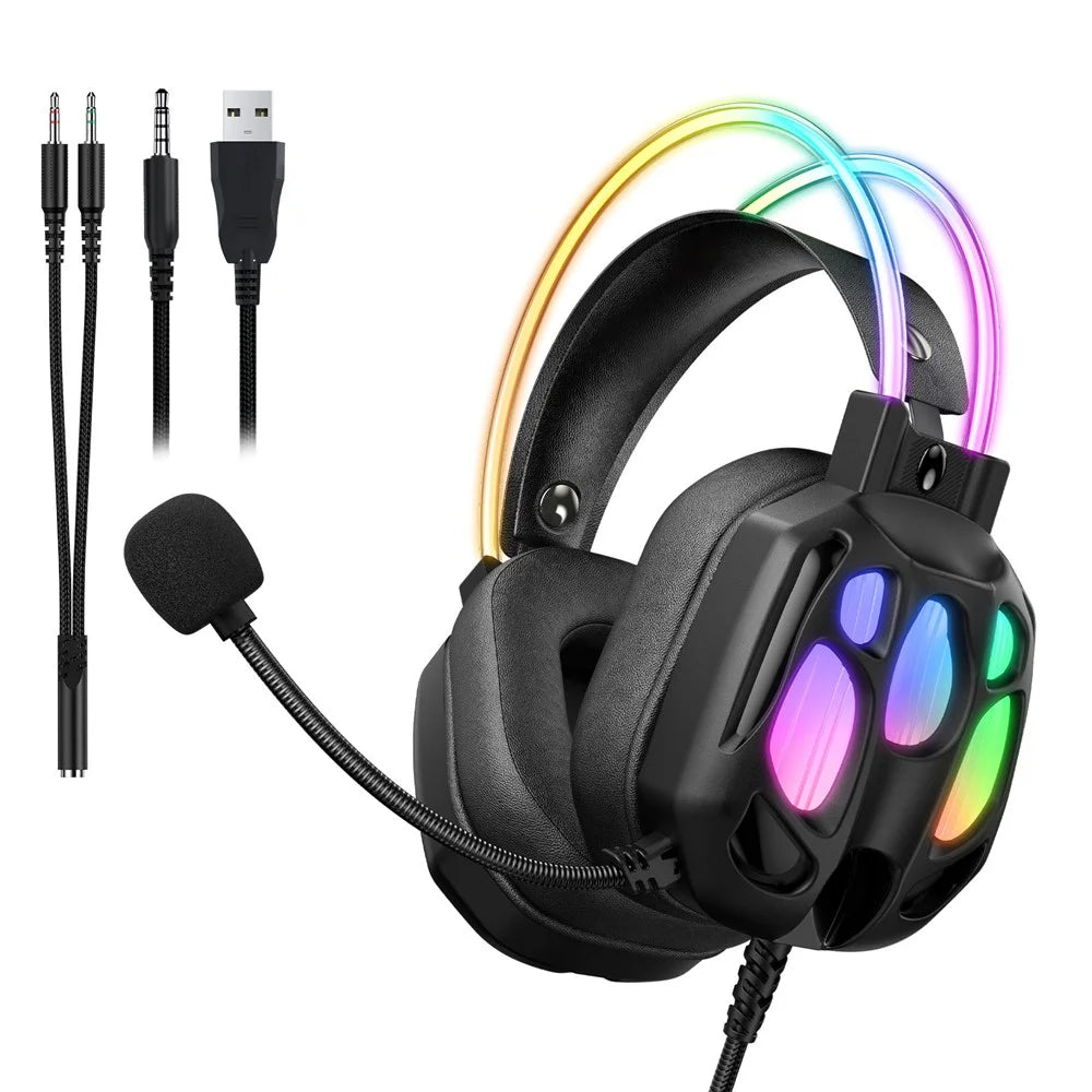 ONIKUMA X89 Gaming Headset RGB Wired Over Ear Headphones with Microphone For PC  /  Laptop Use - Black - 1
