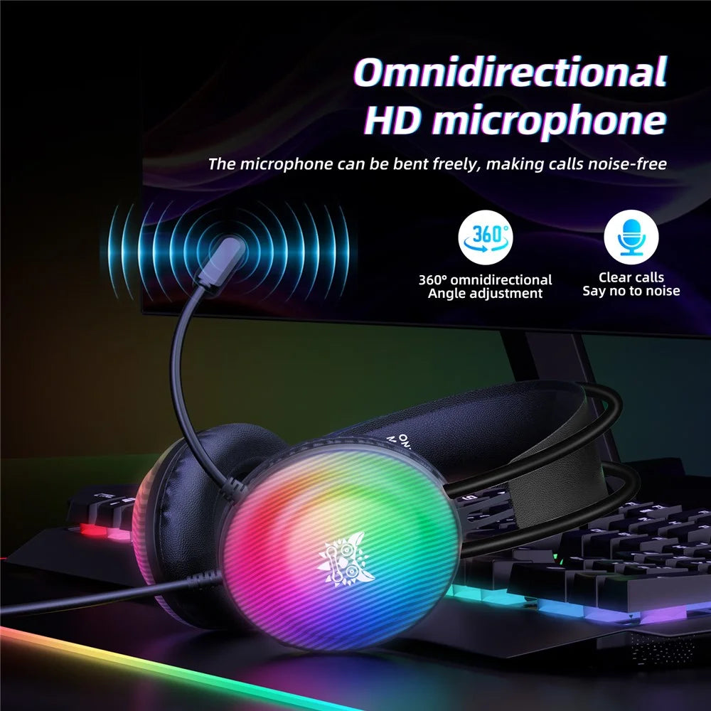 ONIKUMA X29 Gaming Headset Wired Over Ear with Microphone RGB Lighting For PC  /  Console Gaming - Black - 2