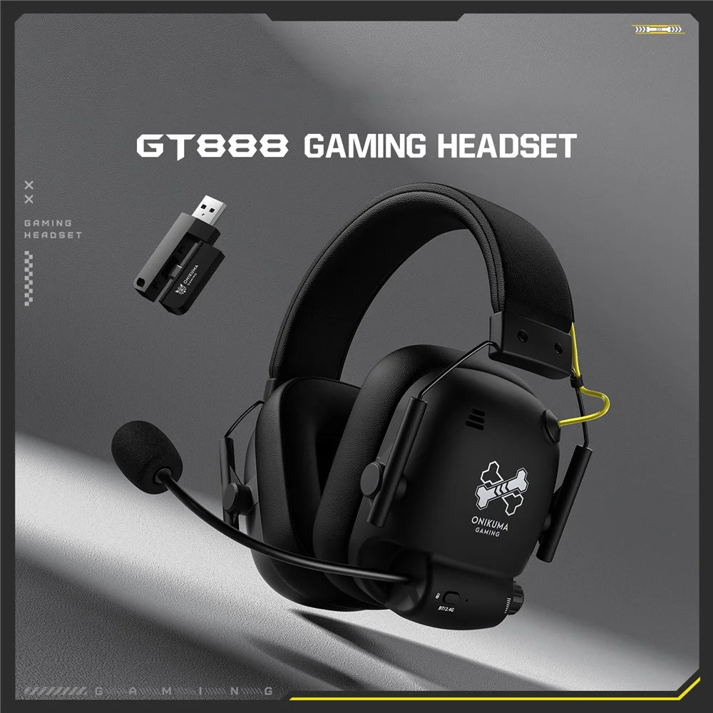 ONIKUMA GT888 4-Mode Gaming Headset Bluetooth-compatible 2.4G Wireless Headphone - Black - 2