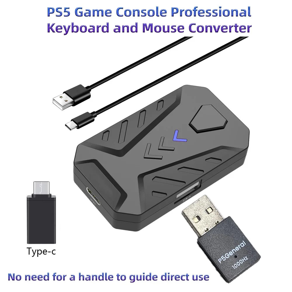 HXSJ P5+V100+A867 Gaming Keyboard Mouse Console Controller Adpater Converter Set for PS5  /  PS4 /  PS3  /  Xbox One  /  Xbox 360  /  Nintendo Switch - Black - 3