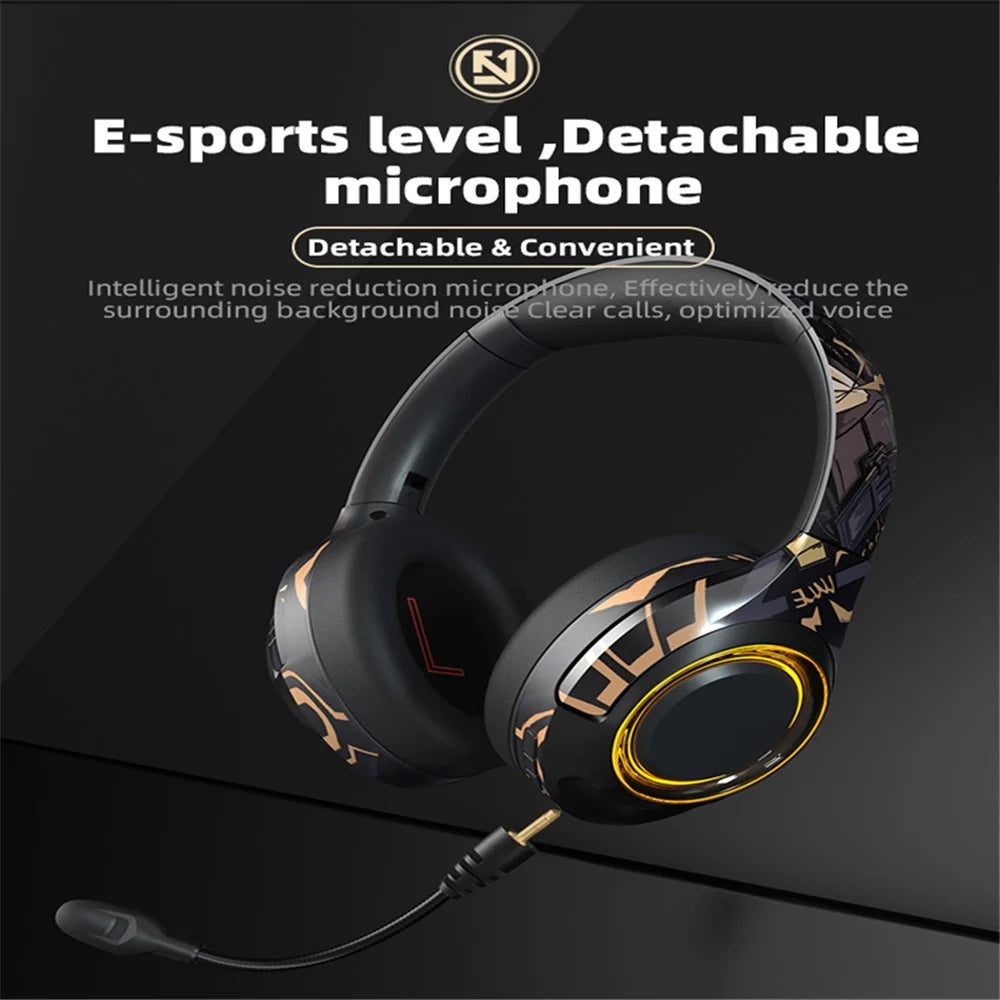 EL-A2 Folding Gaming Headset Graffiti Cool Headphone with Microphone Head-Mounted Bluetooth-compatible Earphone - Black - 5