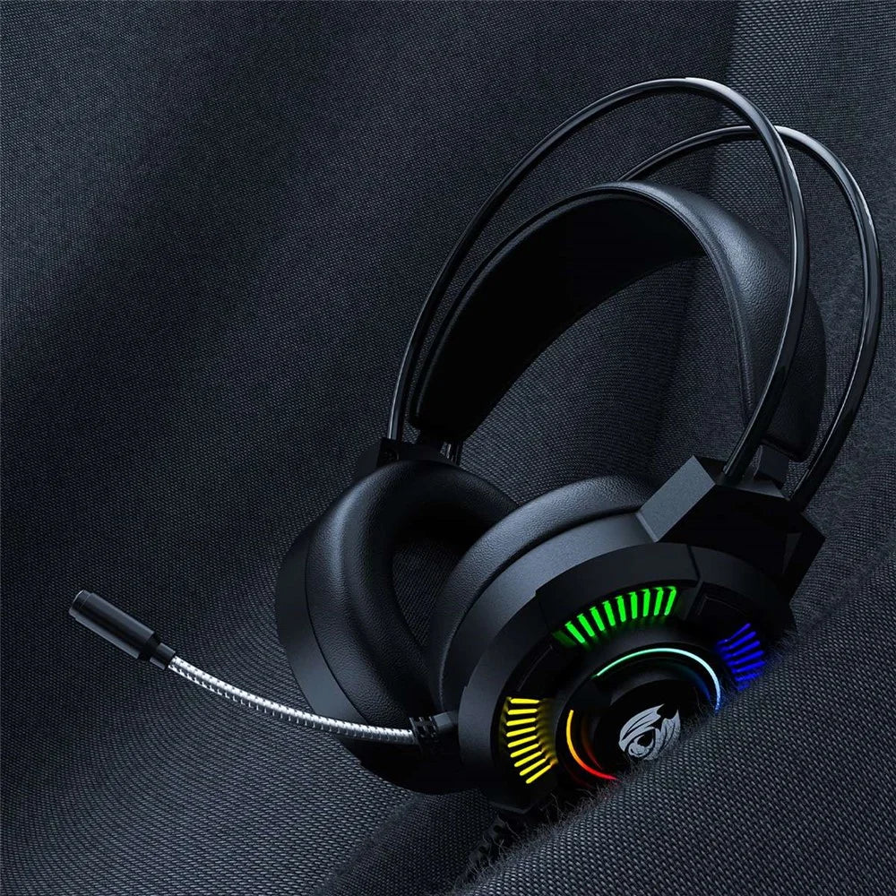 BATXELLENT H81 RGB Wired Headset Adjustable Gaming Headphone Noise Canceling Earphone with Mic for PC, Laptops, Mobile Phones - Black - 5