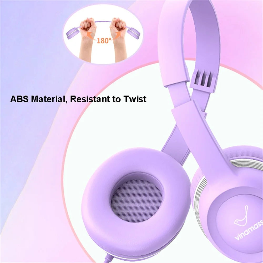 VINAMASS A63 Wired Kids Headphone Retractable Headband HiFi Music 85db Children Headset - Purple - 3