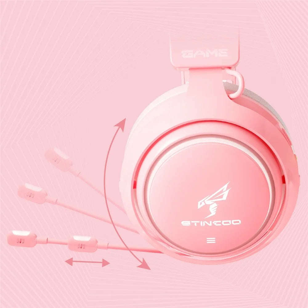 SOMIC GS510 Cute Cat Ear Design USB7.1 Wired Over-Ear E-sports Headphone RGB LED Light Music Gaming Headset - Pink - 5