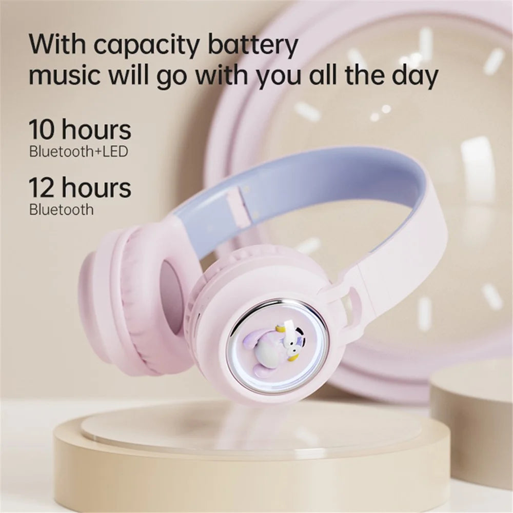FINGERTIME Q1 BT5.3 Space Capsule Wireless Headset with Breathing Light Bluetooth-compatible Headphone for Kids - Pink - 7