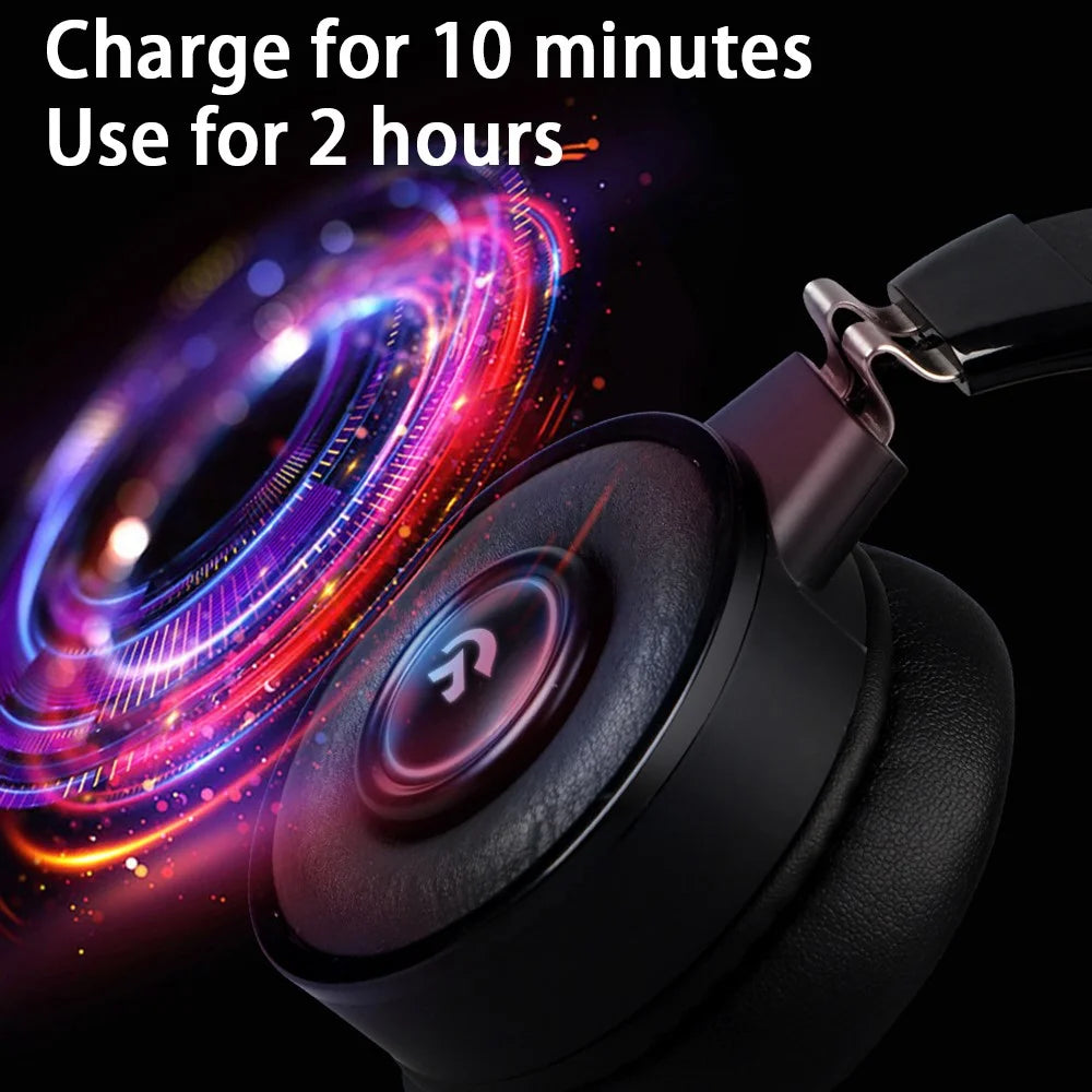 FINGERTIME Wireless Gaming Headset with RGB Light, Bluetooth-compatible Headset Retractable Over-Ear Headphone with Mic - 4