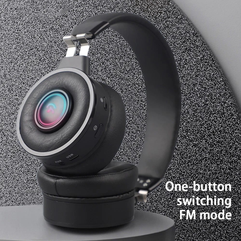 FINGERTIME Wireless Gaming Headset with RGB Light, Bluetooth-compatible Headset Retractable Over-Ear Headphone with Mic - 5