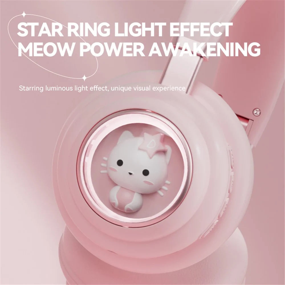 KE-30 Cat Space Capsule Design Wireless Headset RGB Colorful Light Gaming Bluetooth-compatible Headphone - Pink - 4