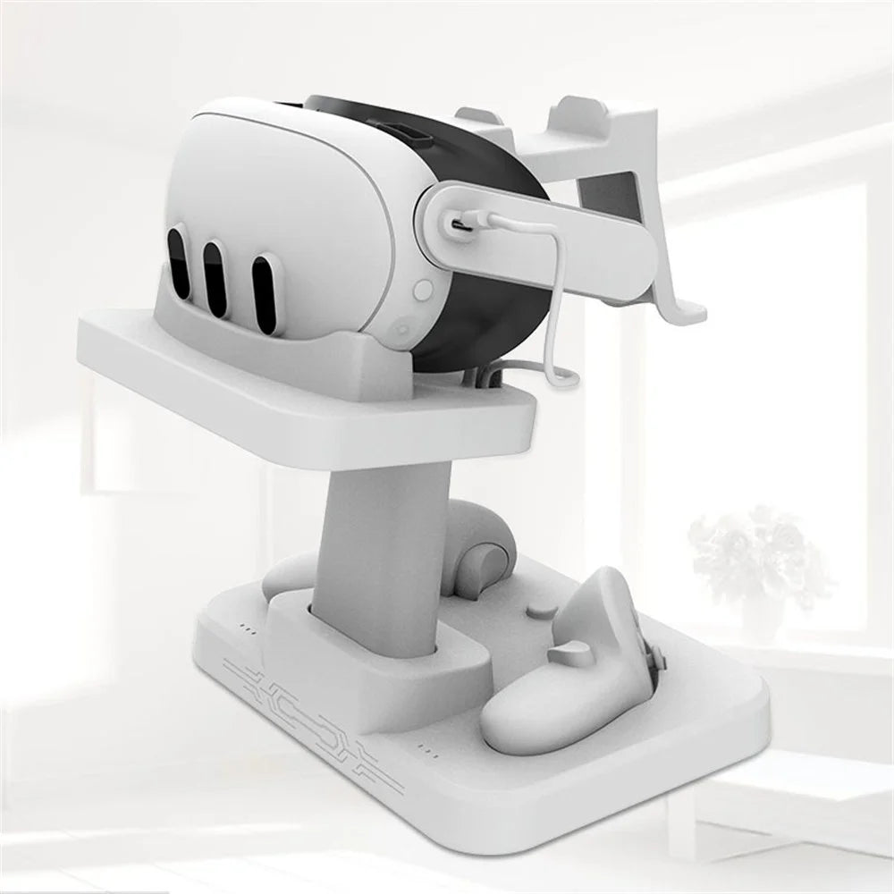 For Meta Quest 3 VR Display Stand Headset Magnetic Charging Base Storage Holder Bracket - White - 2