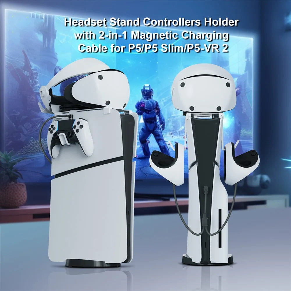 JYS P5171 For PS5 / PS5 Slim Host Universal Top Stand VR Helmet Handle Charging Storage Rack - 6