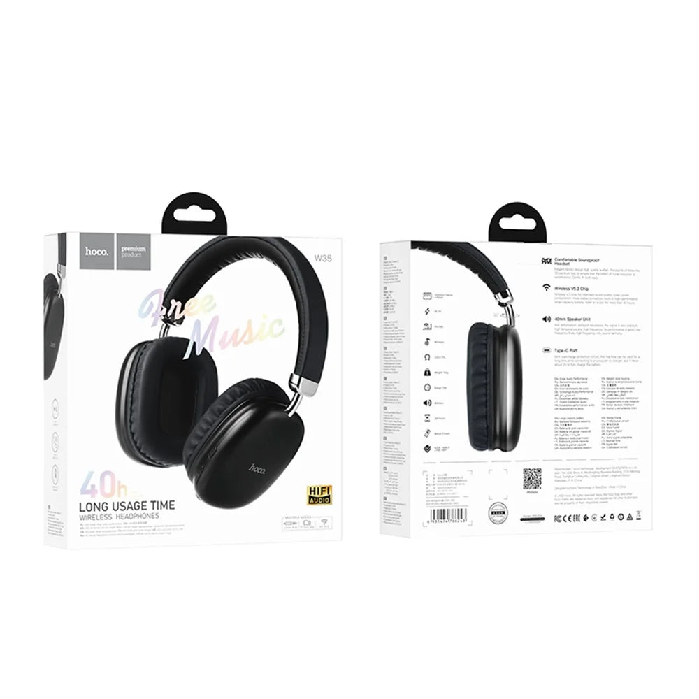 HOCO W35 Wireless Headphones Over Ear Bluetooth-compatible  5.3 Headset - Black - 5
