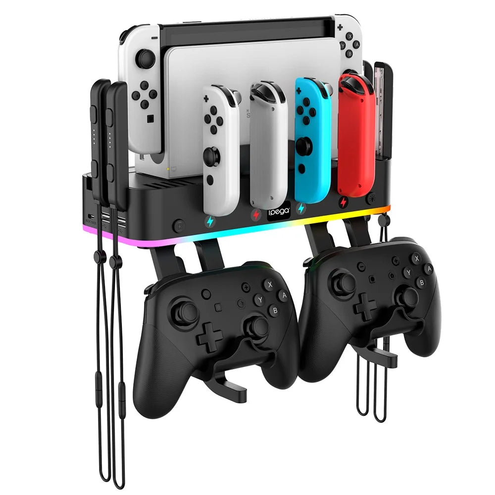 IPEGA PG-SW107 For Nintendo Switch / OLED Wall-mounted Bracket Multi-function RGB Charging Station - 4