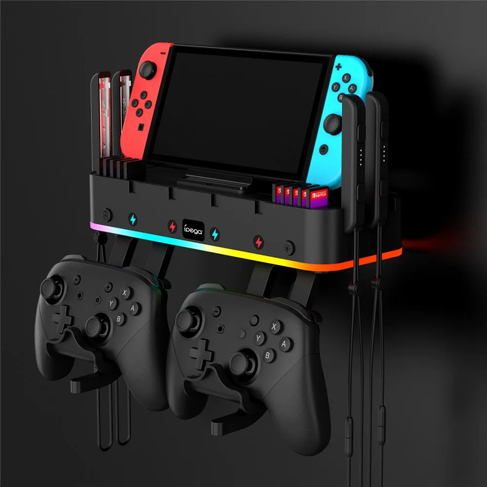 IPEGA PG-SW107 For Nintendo Switch / OLED Wall-mounted Bracket Multi-function RGB Charging Station - 6