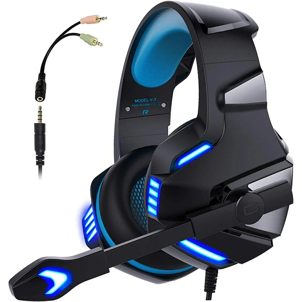 V3 Head-mounted Earphones RGB Light Wired PC Gaming Headset, USB+3.5mm+4Pin - 1