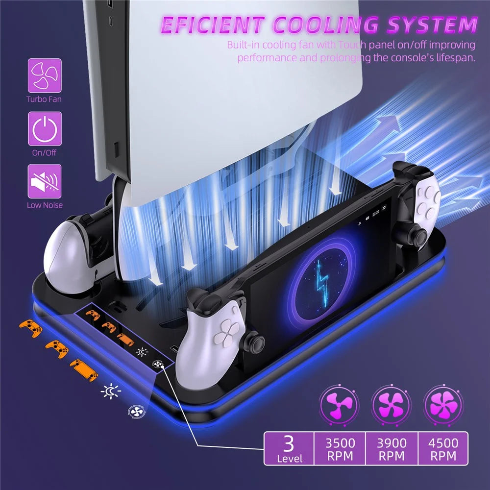 JYS JYS-P5201 Headphone Hanger Charging Stand with RGB Light for PS5 / PS5 Slim / PS Portal - 4