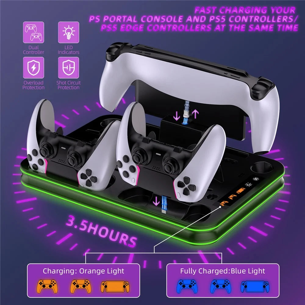 JYS JYS-P5201 Headphone Hanger Charging Stand with RGB Light for PS5 / PS5 Slim / PS Portal - 5