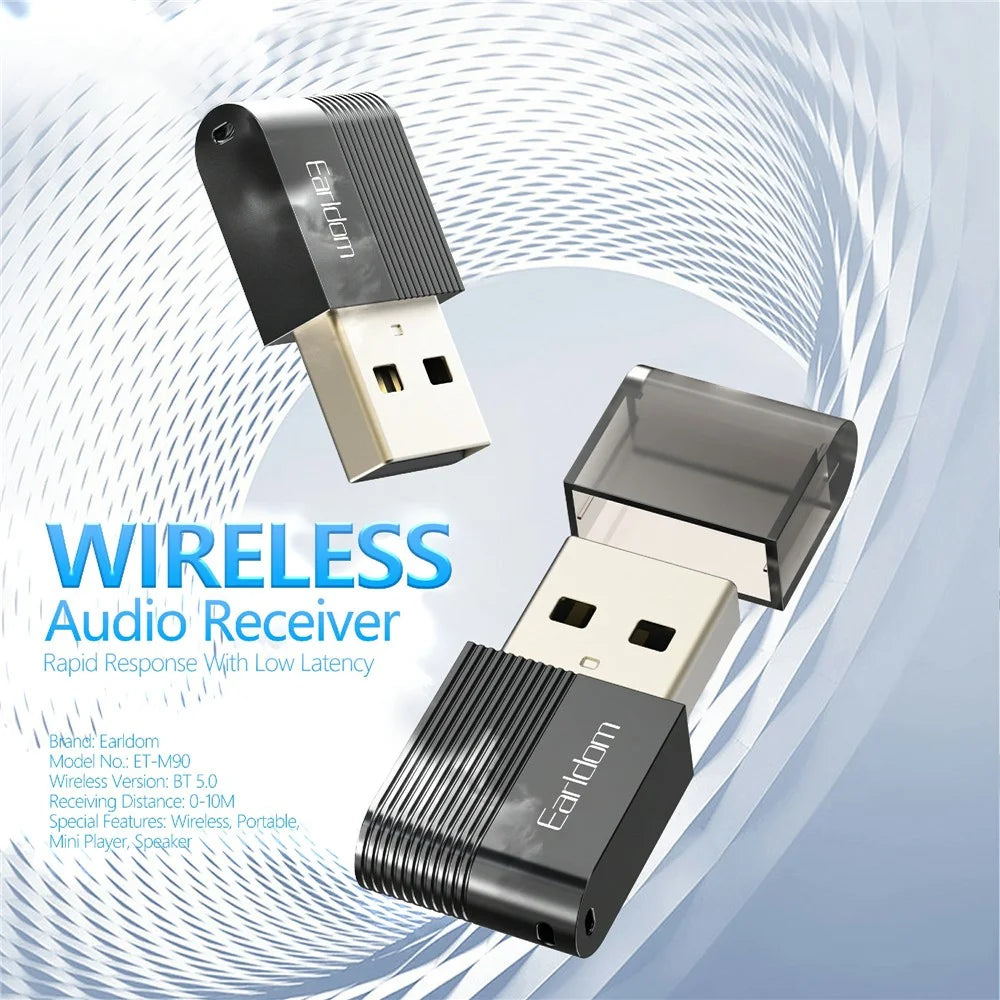 EARLDOM M90 USB Wireless Audio Adapter Bluetooth-compatible 5.0 Audio Receiver Transmitter for Car, Computer - 2