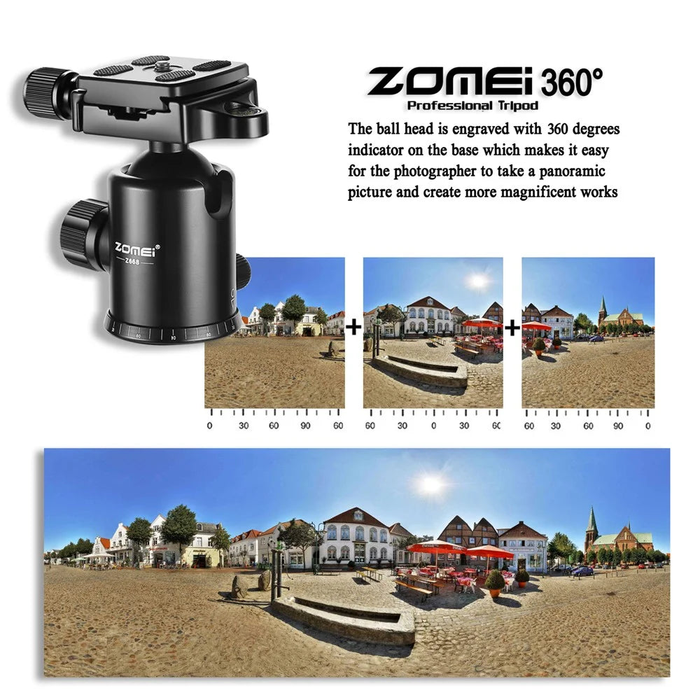 ZOMEI Z668 Photo Camera Tripod 4-Section Aluminum Alloy SLR Camera Floor Stand, Black - 6