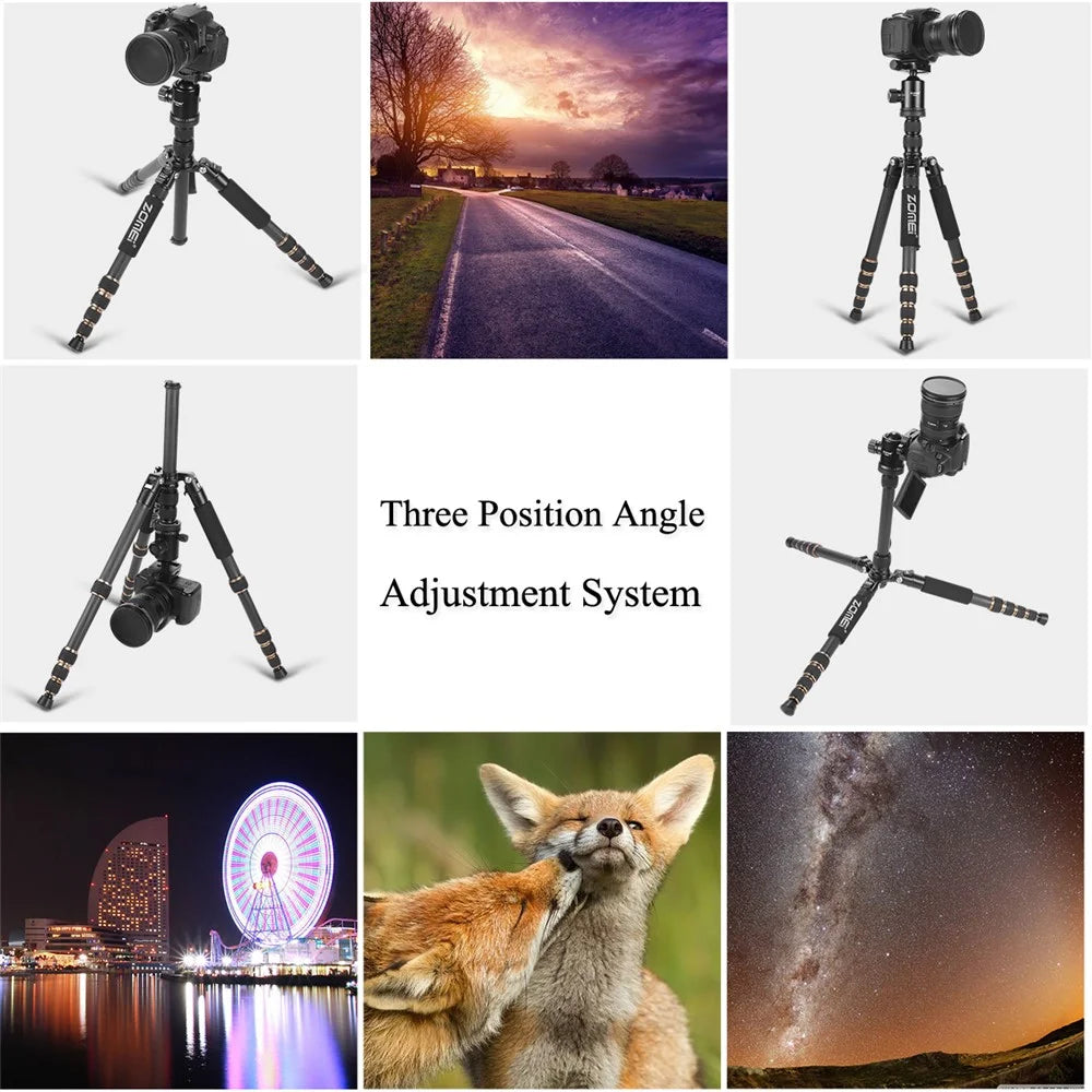 ZOMEI Z669 Camera Tripod 5-Section Legs Aluminum Alloy Multi-Function Bracket Ball Head, Black - 7
