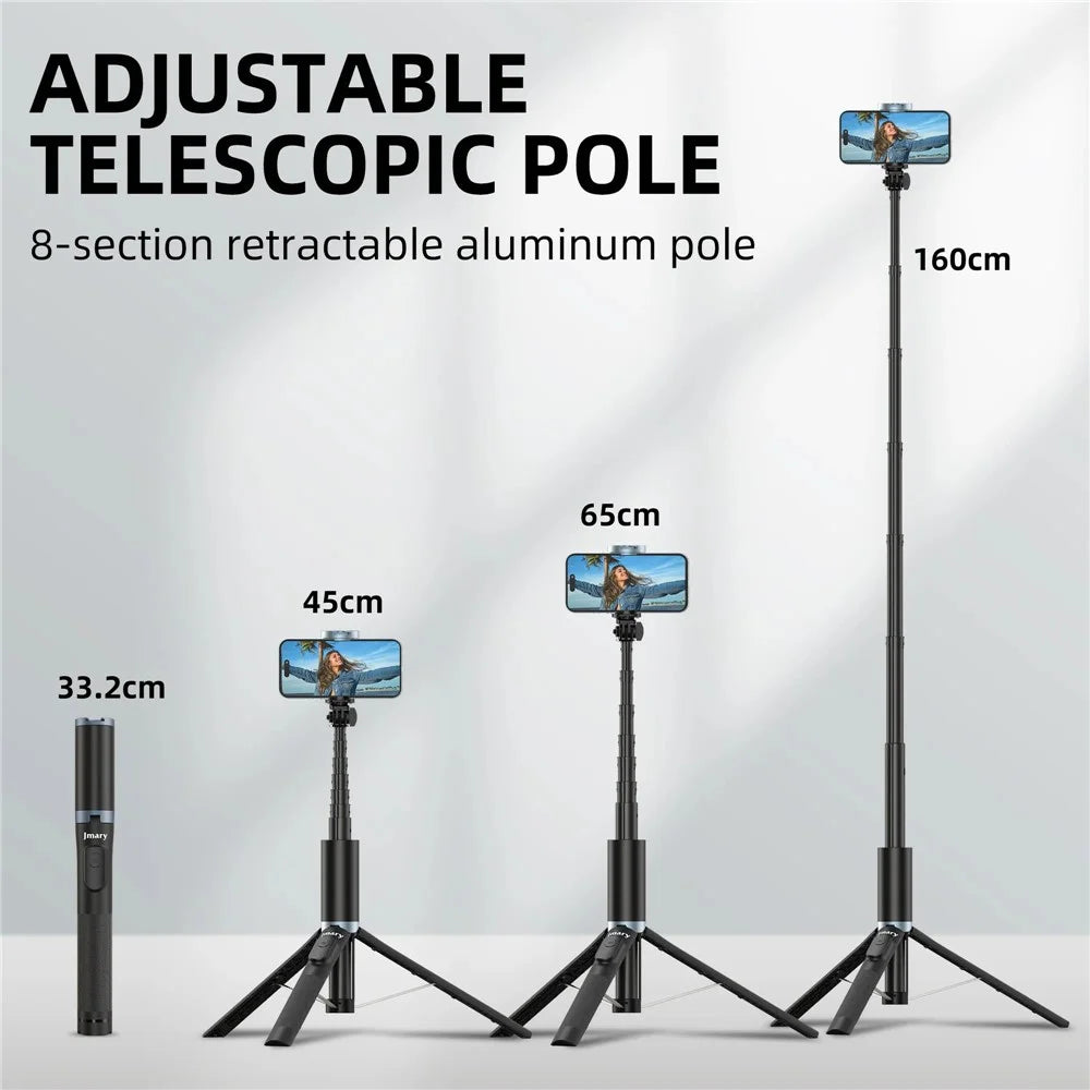JMARY KT-259 8-Section Retractable Selfie Stick Tripod with 360 Degree Rotating Phone Clip - 5